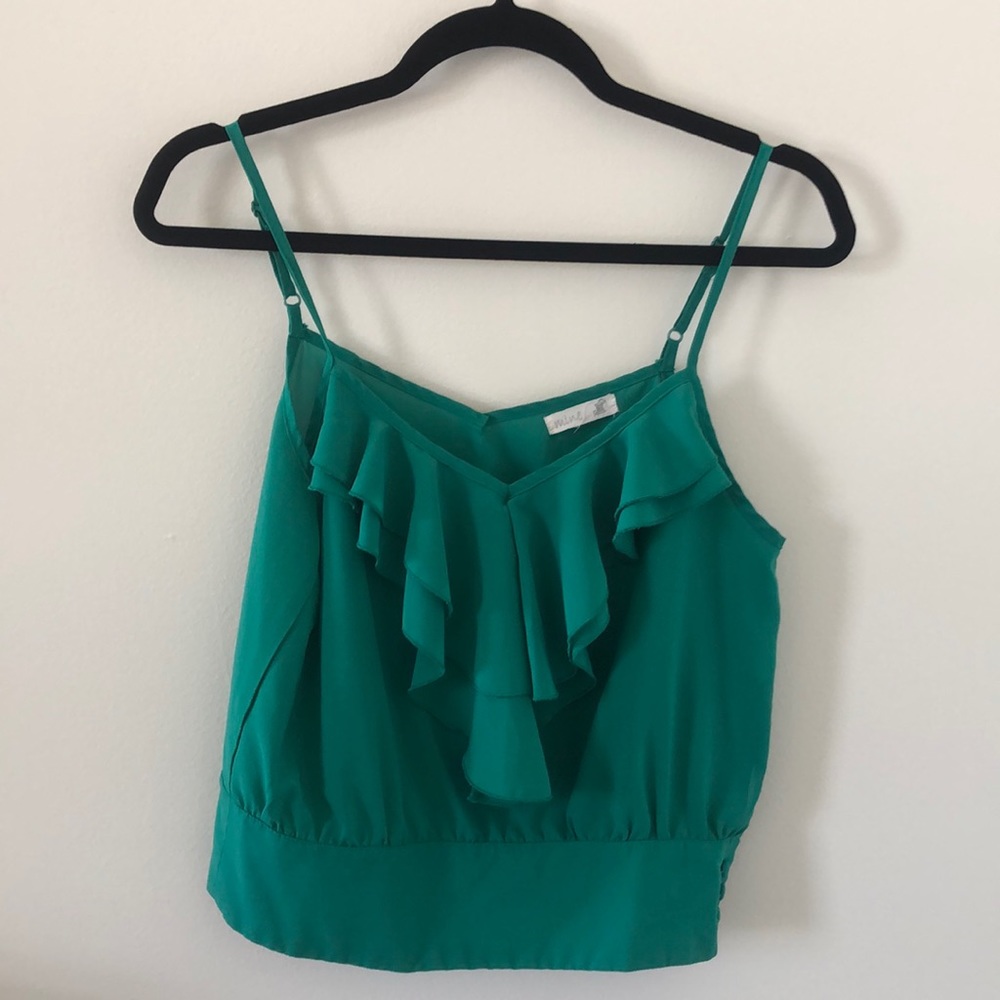 Mine Green Ruffled Tank Top